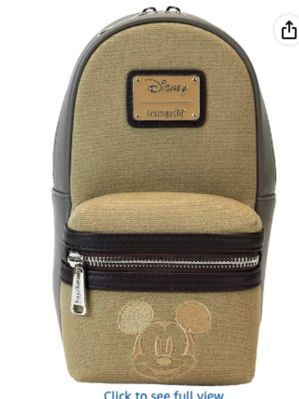 Loungefly Disney Mickey Mouse Faux Leather Canvas Water Bottle Crossbody Bag NWT